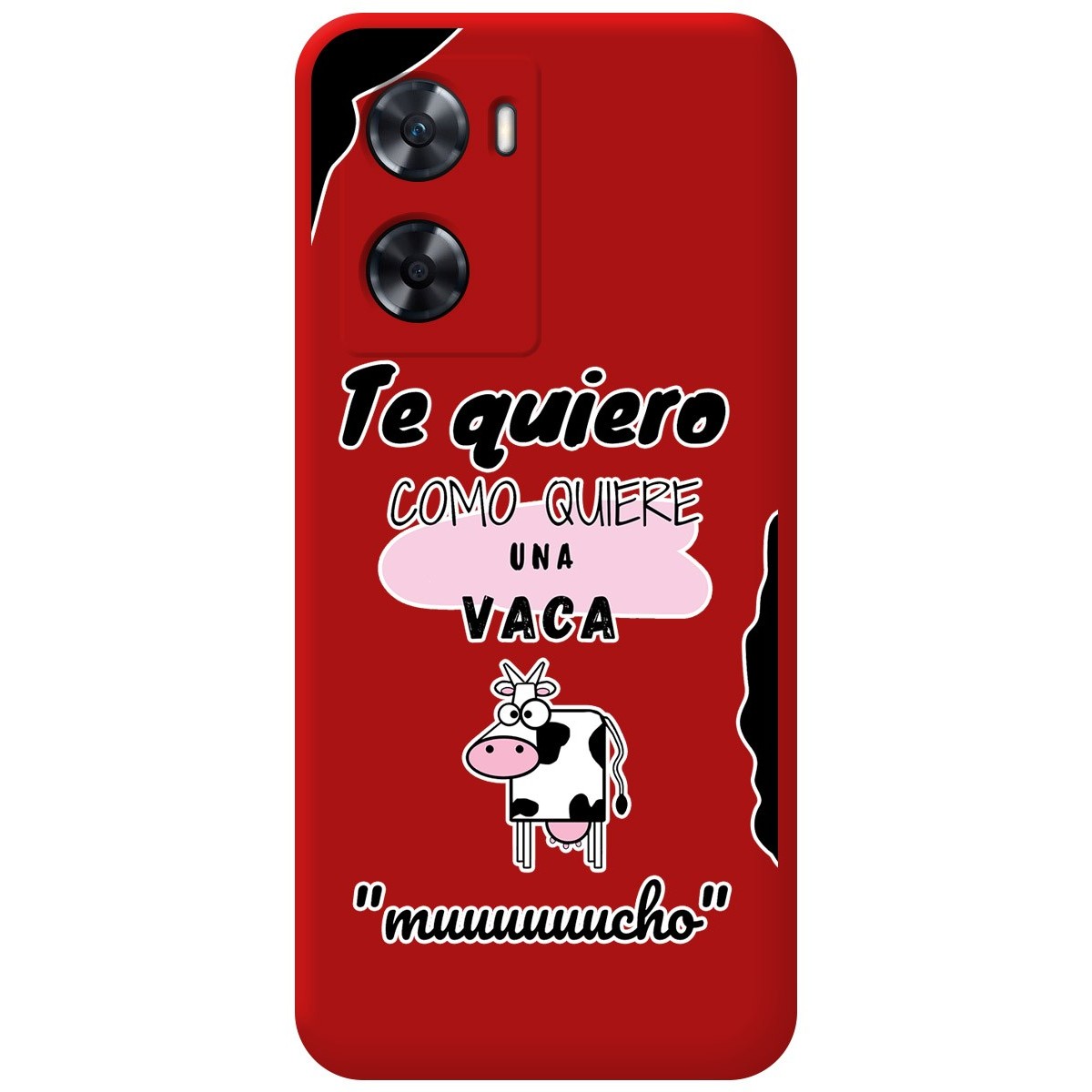 Funda Silicona Líquida Roja para Oppo A57s diseño Vaca Dibujos