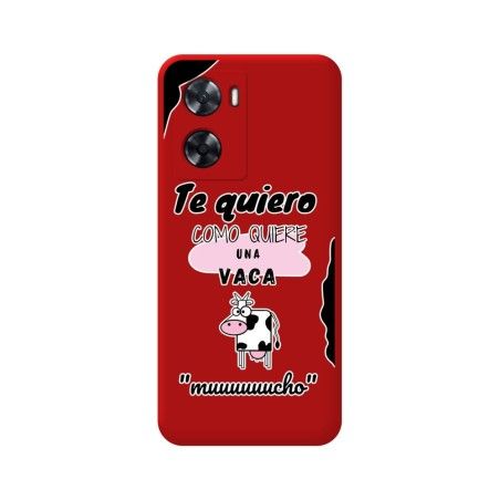 Funda Silicona Líquida Roja para Oppo A57s diseño Vaca Dibujos