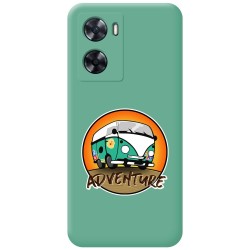 Funda Silicona Líquida Verde para Oppo A57s diseño Adventure Dibujos