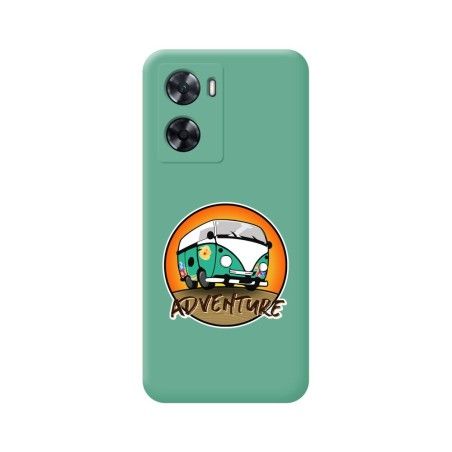 Funda Silicona Líquida Verde para Oppo A57s diseño Adventure Dibujos