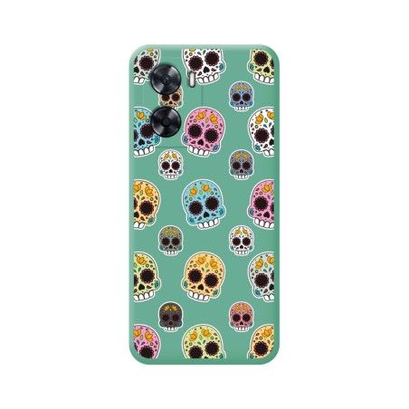Funda Silicona Líquida Verde para Oppo A57s diseño Catrina Dibujos