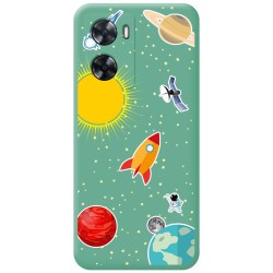 Funda Silicona Líquida Verde para Oppo A57s diseño Espacio Dibujos