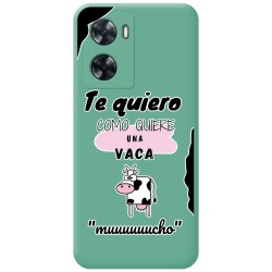 Funda Silicona Líquida Verde para Oppo A57s diseño Vaca Dibujos