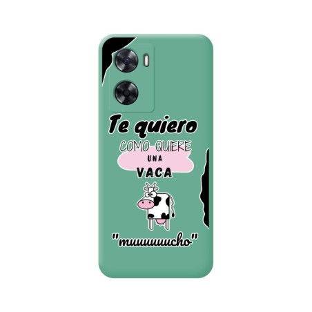 Funda Silicona Líquida Verde para Oppo A57s diseño Vaca Dibujos