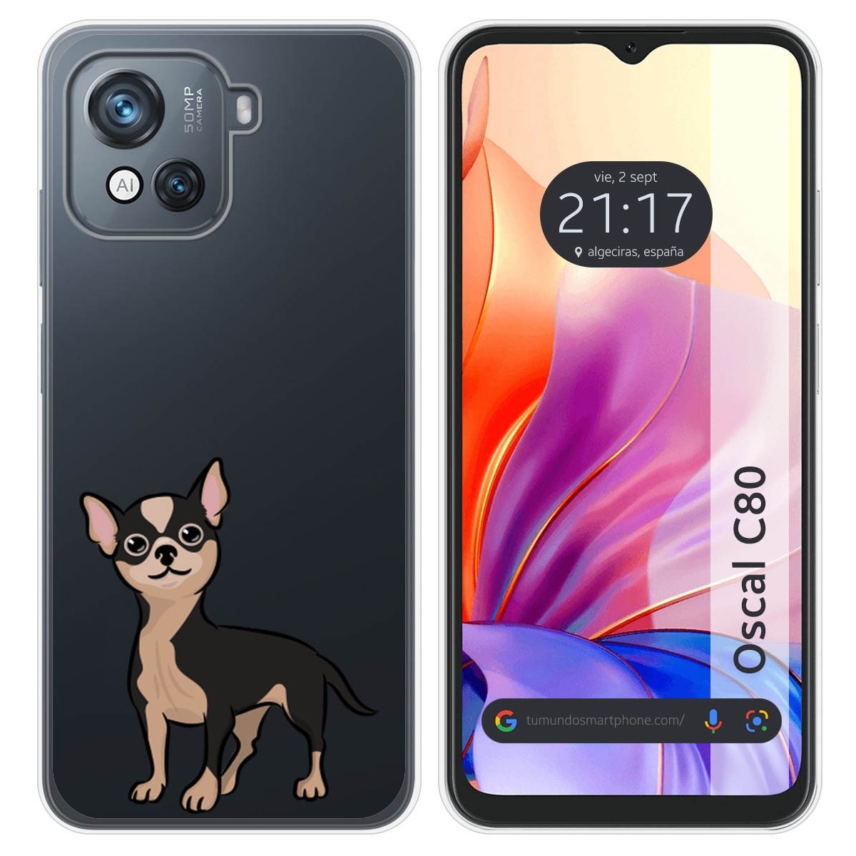 Funda Silicona Transparente para Blackview Oscal C80 diseño Perros 05 Dibujos