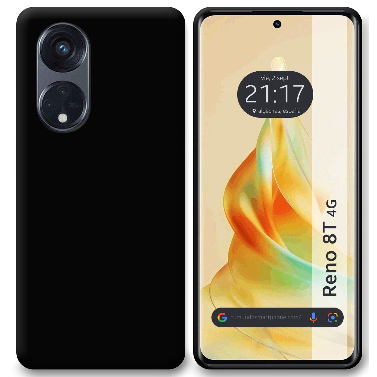 Funda Silicona Gel TPU Negra para Oppo Reno 8T 4G
