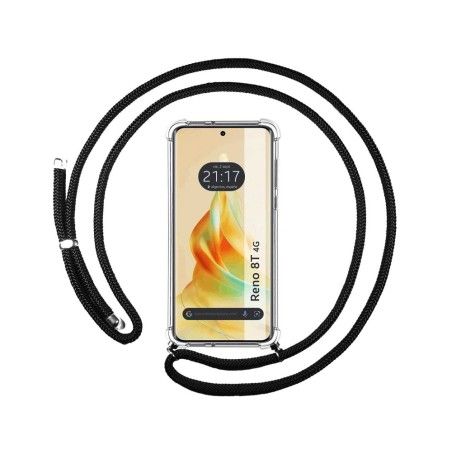 Funda Colgante Transparente para Oppo Reno 8T 4G con Cordon Negro