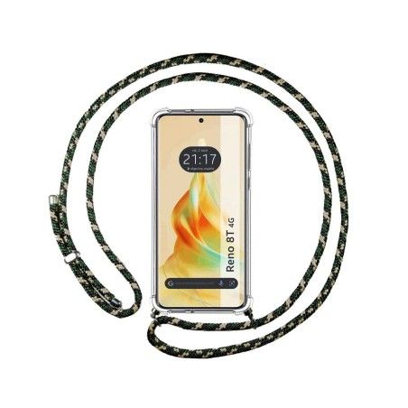 Funda Colgante Transparente para Oppo Reno 8T 4G con Cordon Verde / Dorado