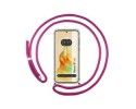 Funda Colgante Transparente para Oppo Reno 8T 4G con Cordon Rosa Fucsia