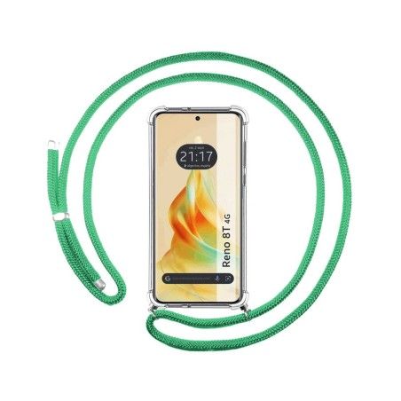 Funda Colgante Transparente para Oppo Reno 8T 4G con Cordon Verde Agua