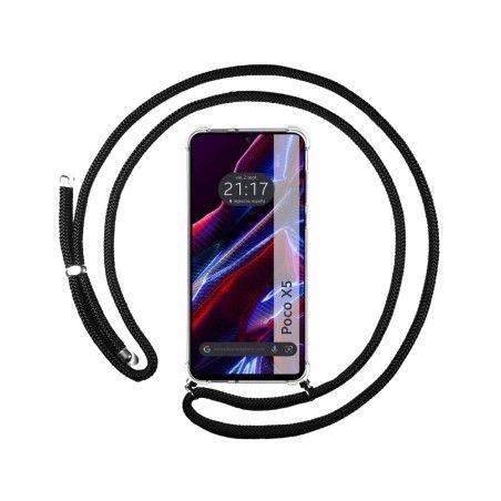 Funda Colgante Transparente compatible con Xiaomi POCO X5 5G con Cordon Negro