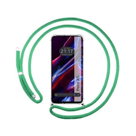 Funda Colgante Transparente compatible con Xiaomi POCO X5 5G con Cordon Verde Agua