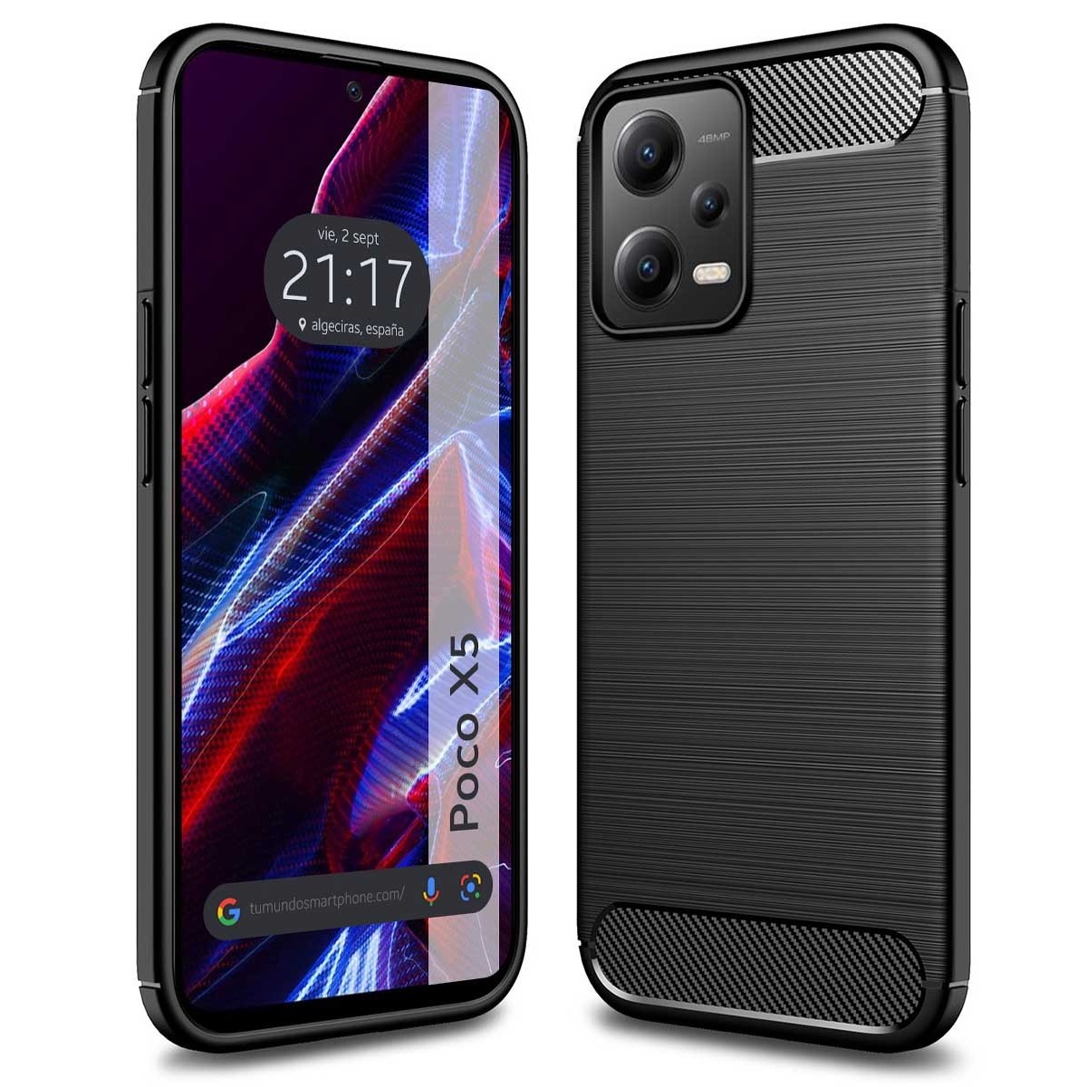 Funda Gel Tpu Tipo Carbon Negra compatible con Xiaomi POCO X5 5G
