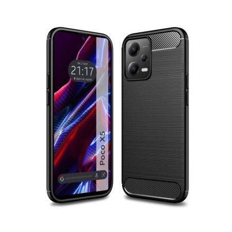 Funda Gel Tpu Tipo Carbon Negra compatible con Xiaomi POCO X5 5G