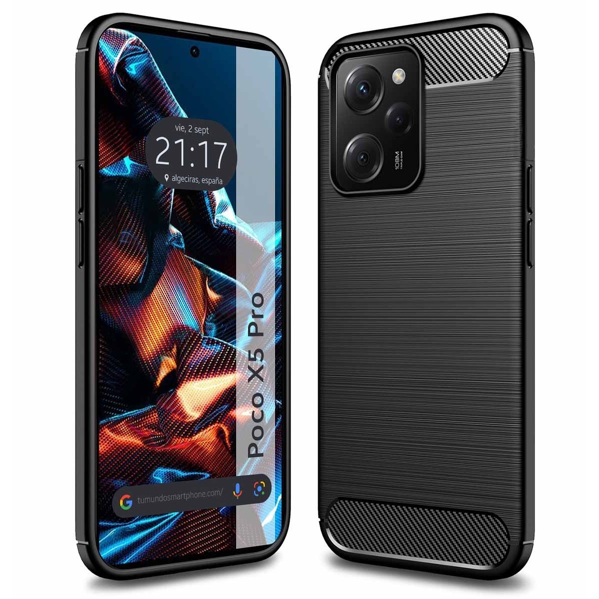 Funda Gel Tpu Tipo Carbon Negra compatible con Xiaomi POCO X5 Pro 5G