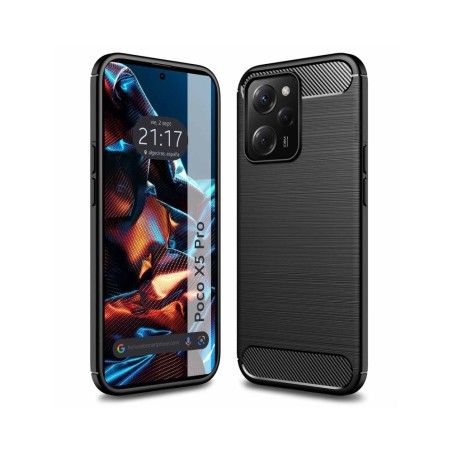 Funda Gel Tpu Tipo Carbon Negra compatible con Xiaomi POCO X5 Pro 5G