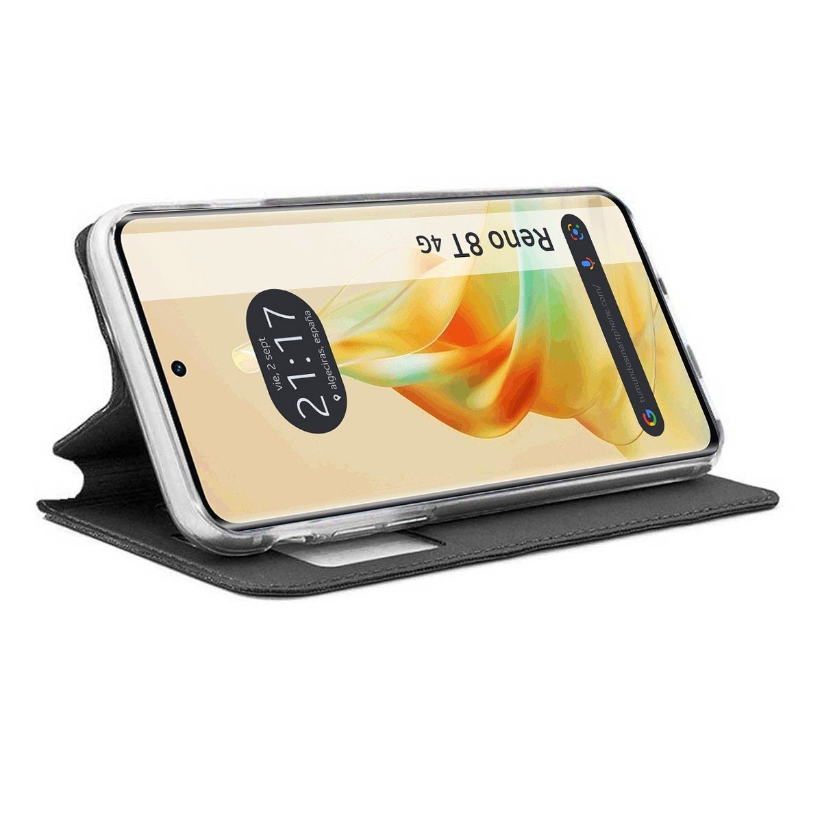 Funda Libro Soporte con Ventana para Oppo Reno 8T 4G color Negra