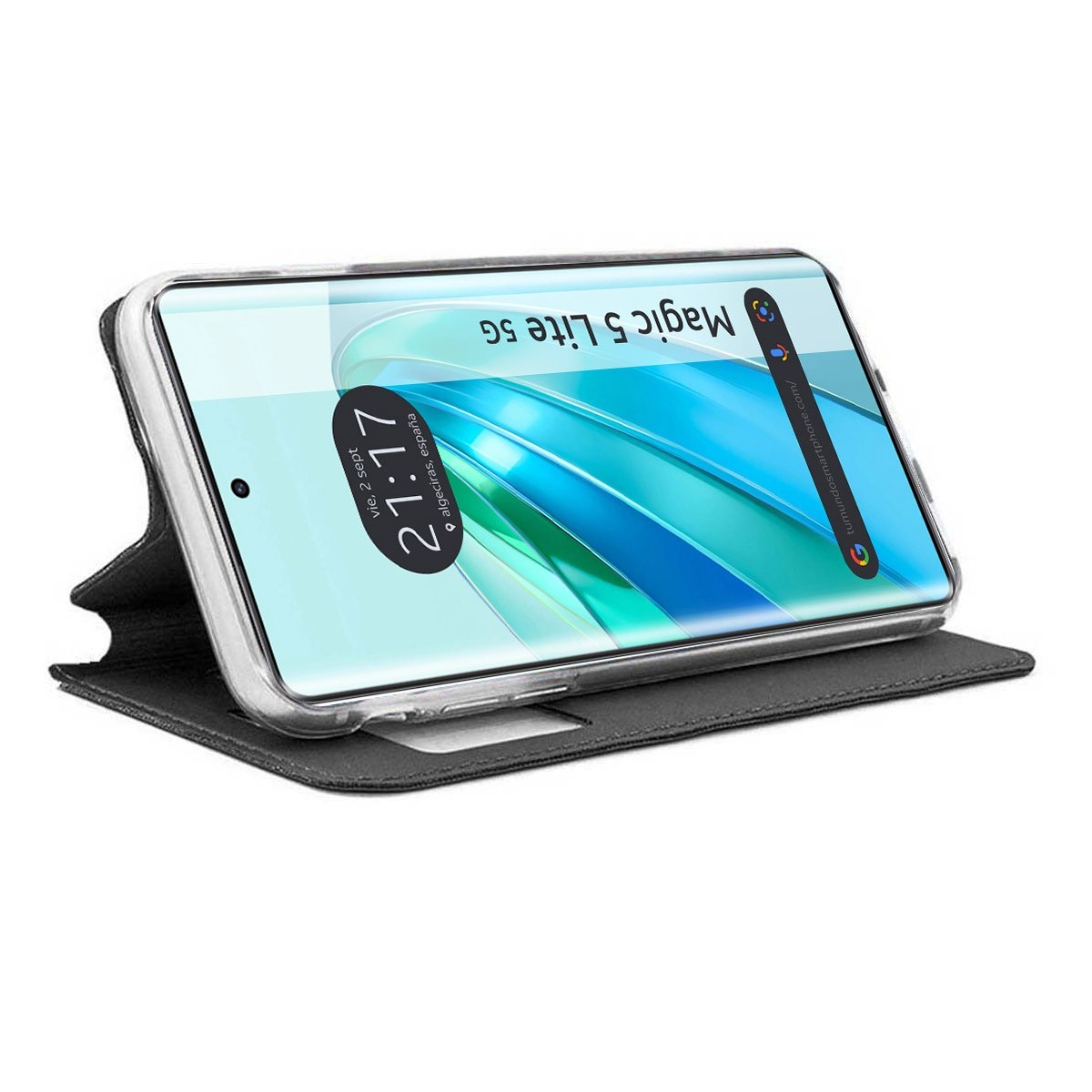 Funda Libro Soporte con Ventana para Huawei Honor Magic 5 Lite 5G color Negra