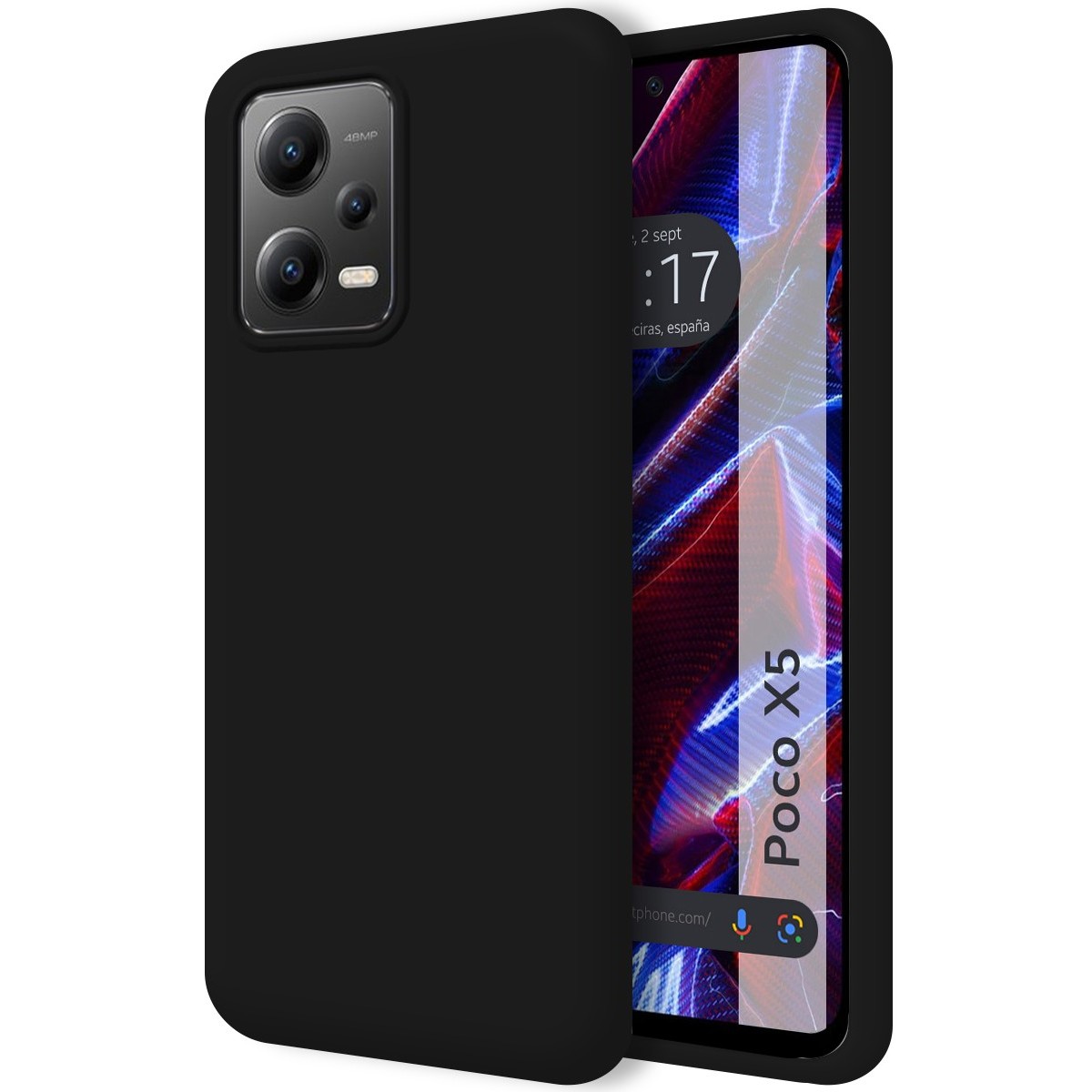 Funda Silicona Líquida Ultra Suave compatible con Xiaomi POCO X5 5G color Negra