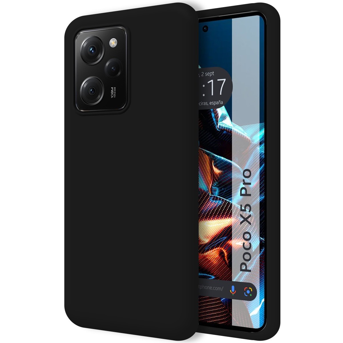 Funda Silicona Líquida Ultra Suave compatible con Xiaomi POCO X5 Pro 5G color Negra