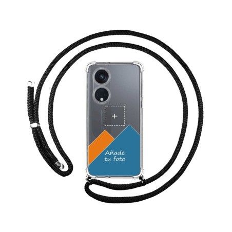 Personaliza tu Funda Colgante Transparente para Oppo Reno 8T 4G con Cordon Negro Dibujo Personalizada