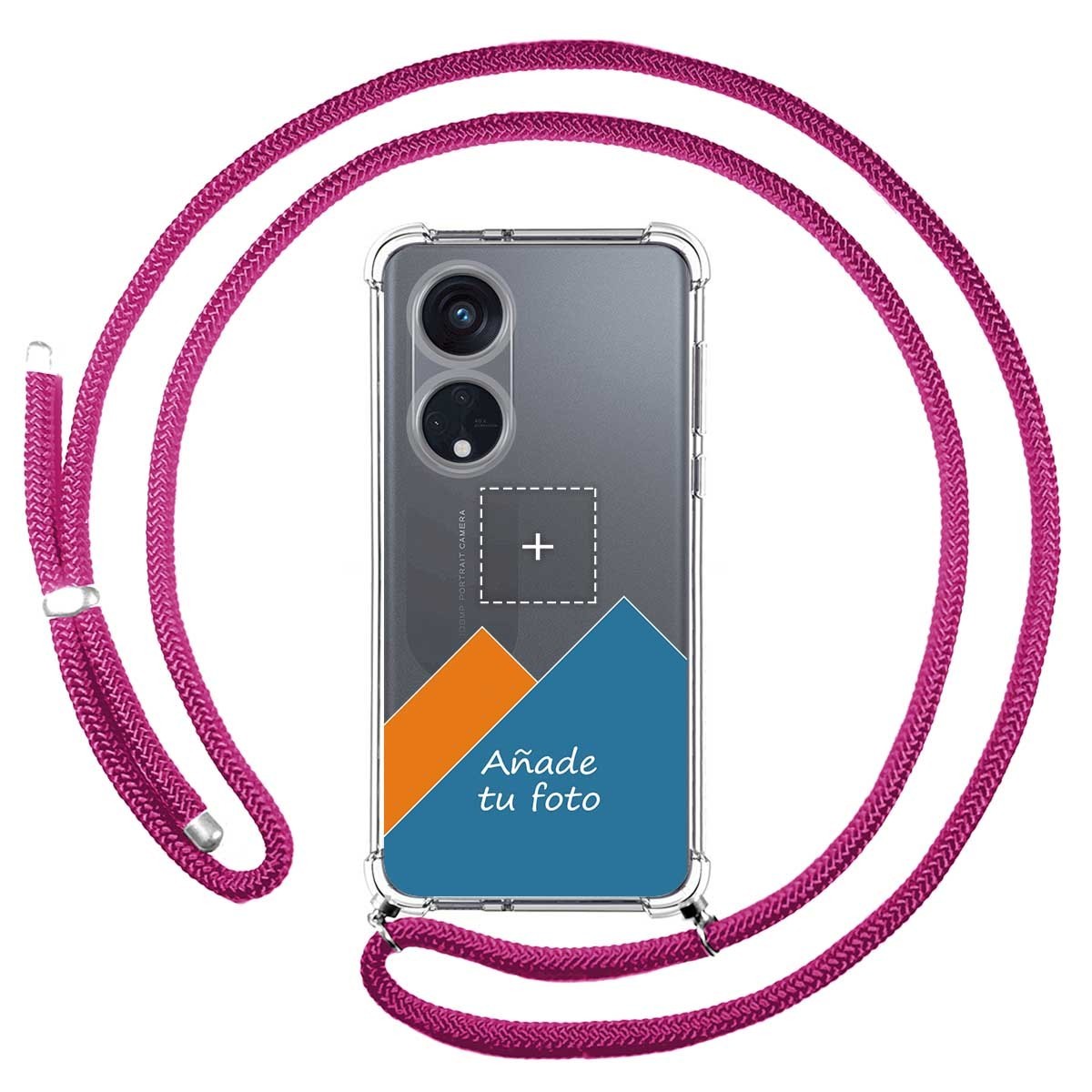 Personaliza tu Funda Colgante Transparente para Oppo Reno 8T 4G con Cordon Rosa Fucsia Dibujo Personalizada