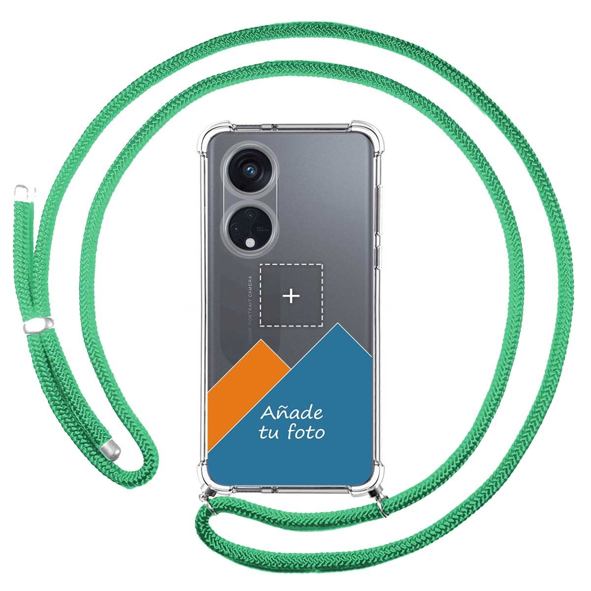 Personaliza tu Funda Colgante Transparente para Oppo Reno 8T 4G con Cordon Verde Agua Dibujo Personalizada