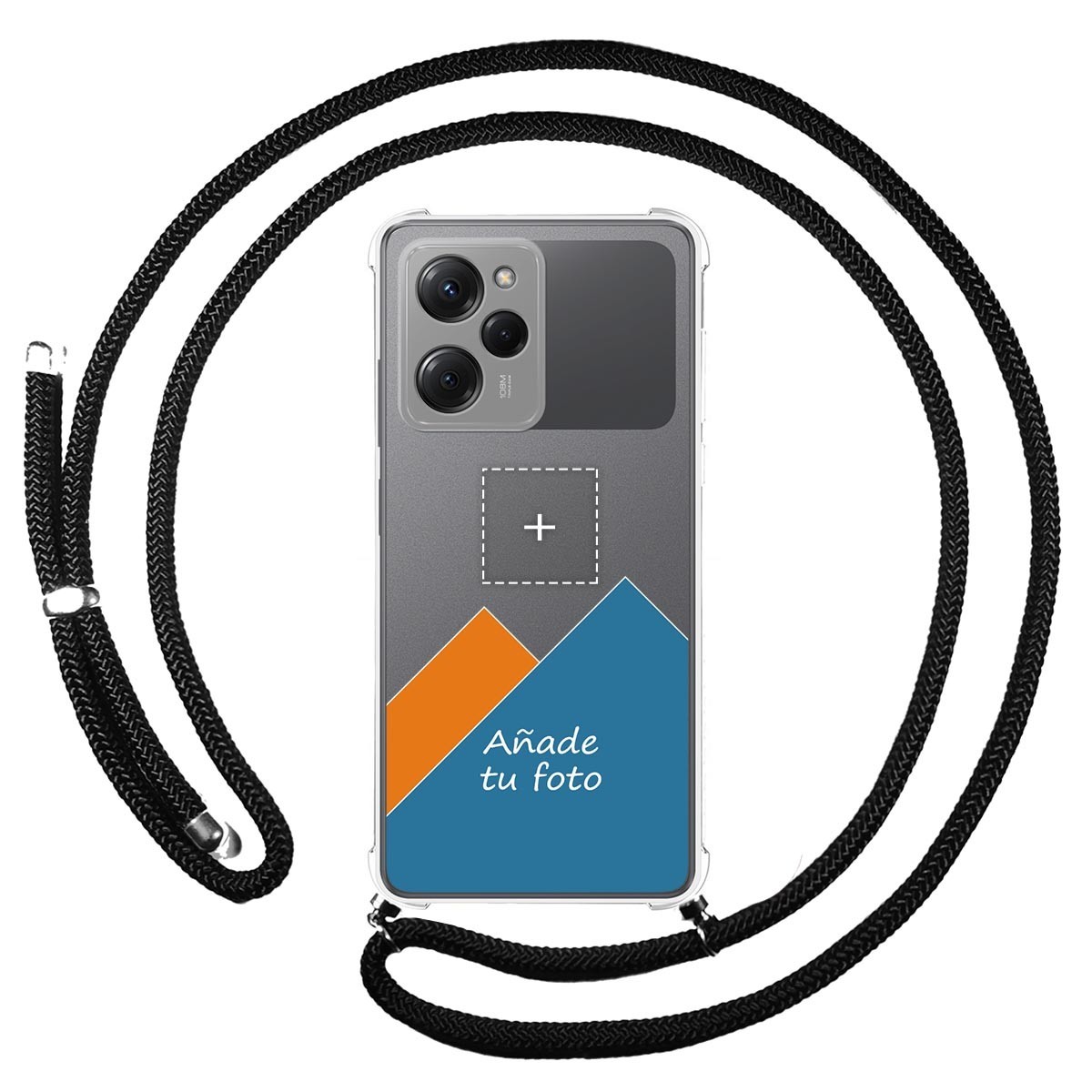Personaliza tu Funda Colgante Transparente para Xiaomi POCO X5 Pro 5G con Cordon Negro Dibujo Personalizada