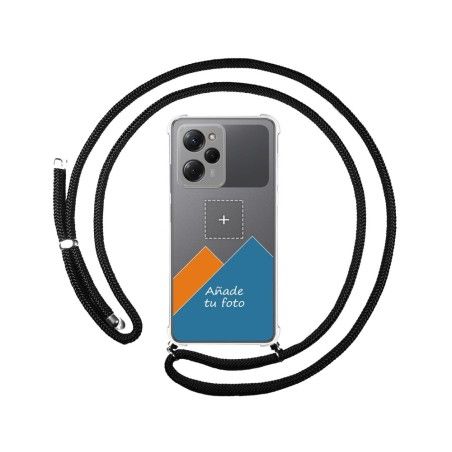 Personaliza tu Funda Colgante Transparente para Xiaomi POCO X5 Pro 5G con Cordon Negro Dibujo Personalizada