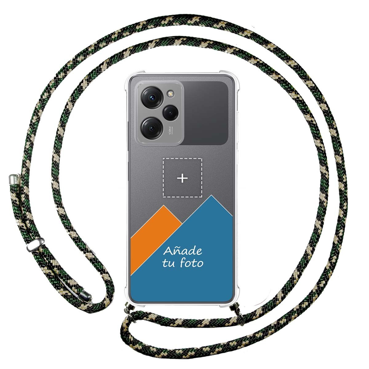 Personaliza tu Funda Colgante Transparente para Xiaomi POCO X5 Pro 5G con Cordon Verde / Dorado Dibujo Personalizada