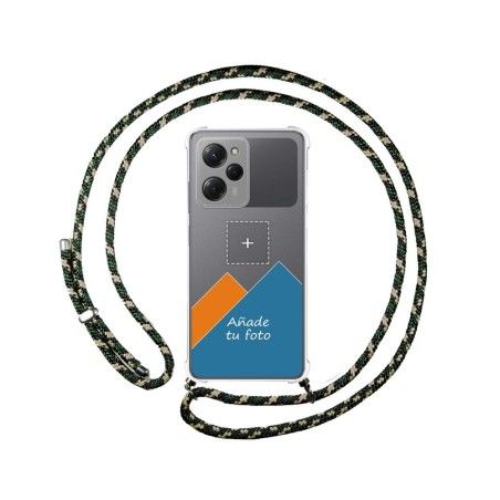 Personaliza tu Funda Colgante Transparente para Xiaomi POCO X5 Pro 5G con Cordon Verde / Dorado Dibujo Personalizada