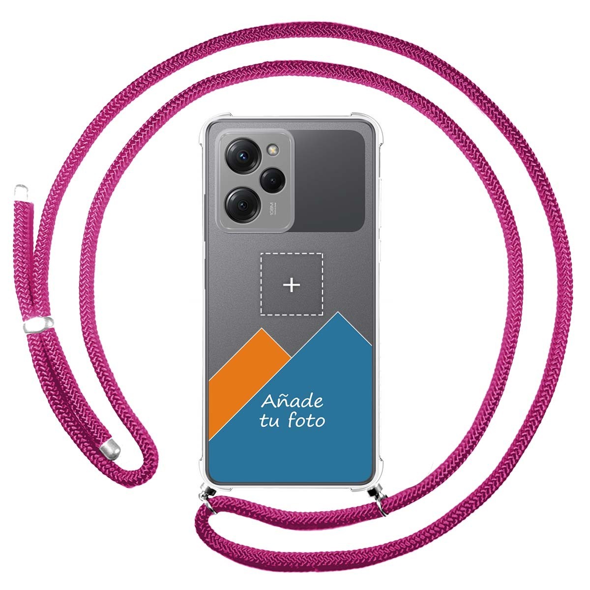 Personaliza tu Funda Colgante Transparente para Xiaomi POCO X5 Pro 5G con Cordon Rosa Fucsia Dibujo Personalizada