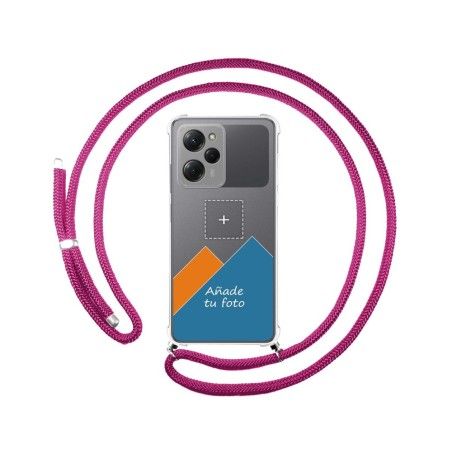 Personaliza tu Funda Colgante Transparente para Xiaomi POCO X5 Pro 5G con Cordon Rosa Fucsia Dibujo Personalizada