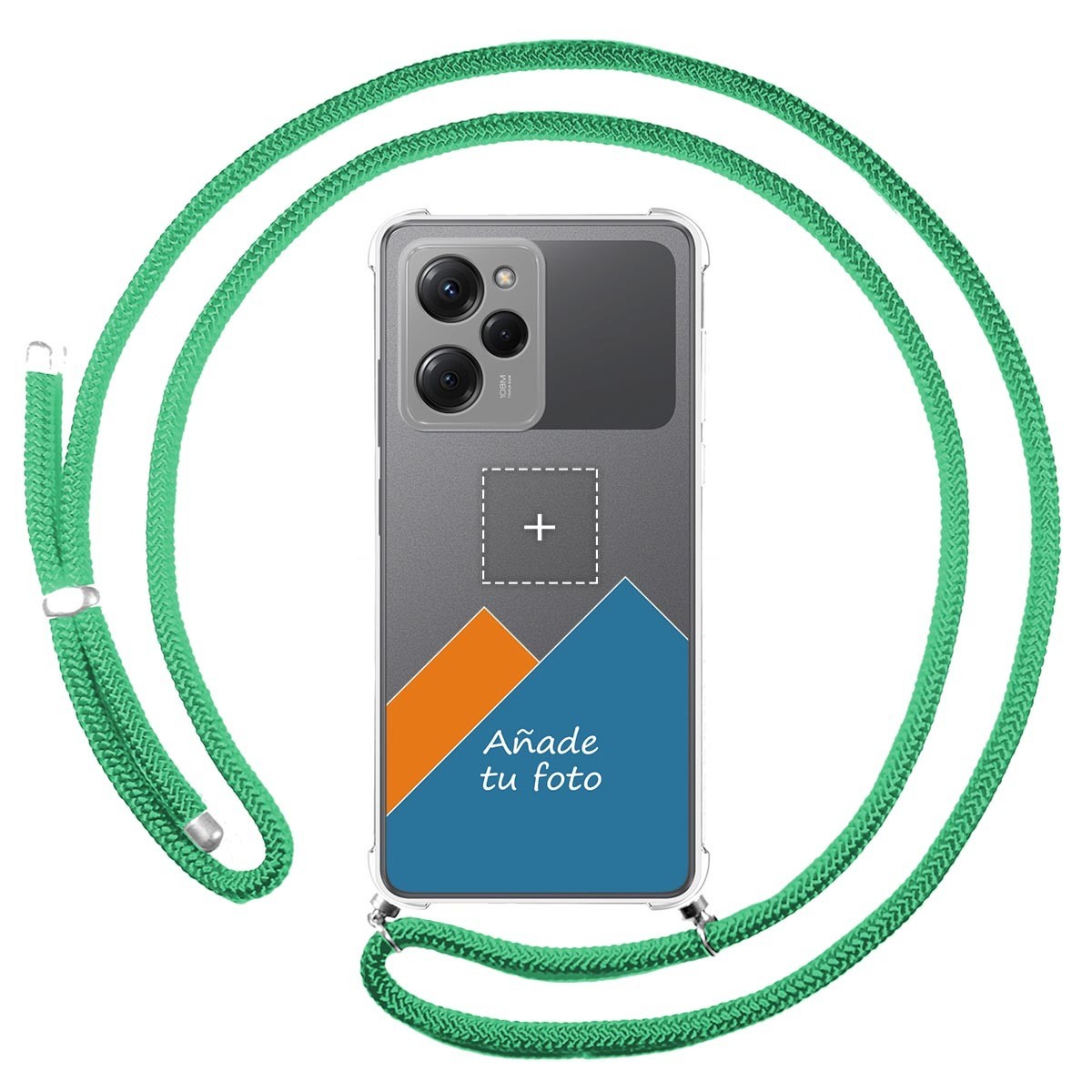 Personaliza tu Funda Colgante Transparente para Xiaomi POCO X5 Pro 5G con Cordon Verde Agua Dibujo Personalizada