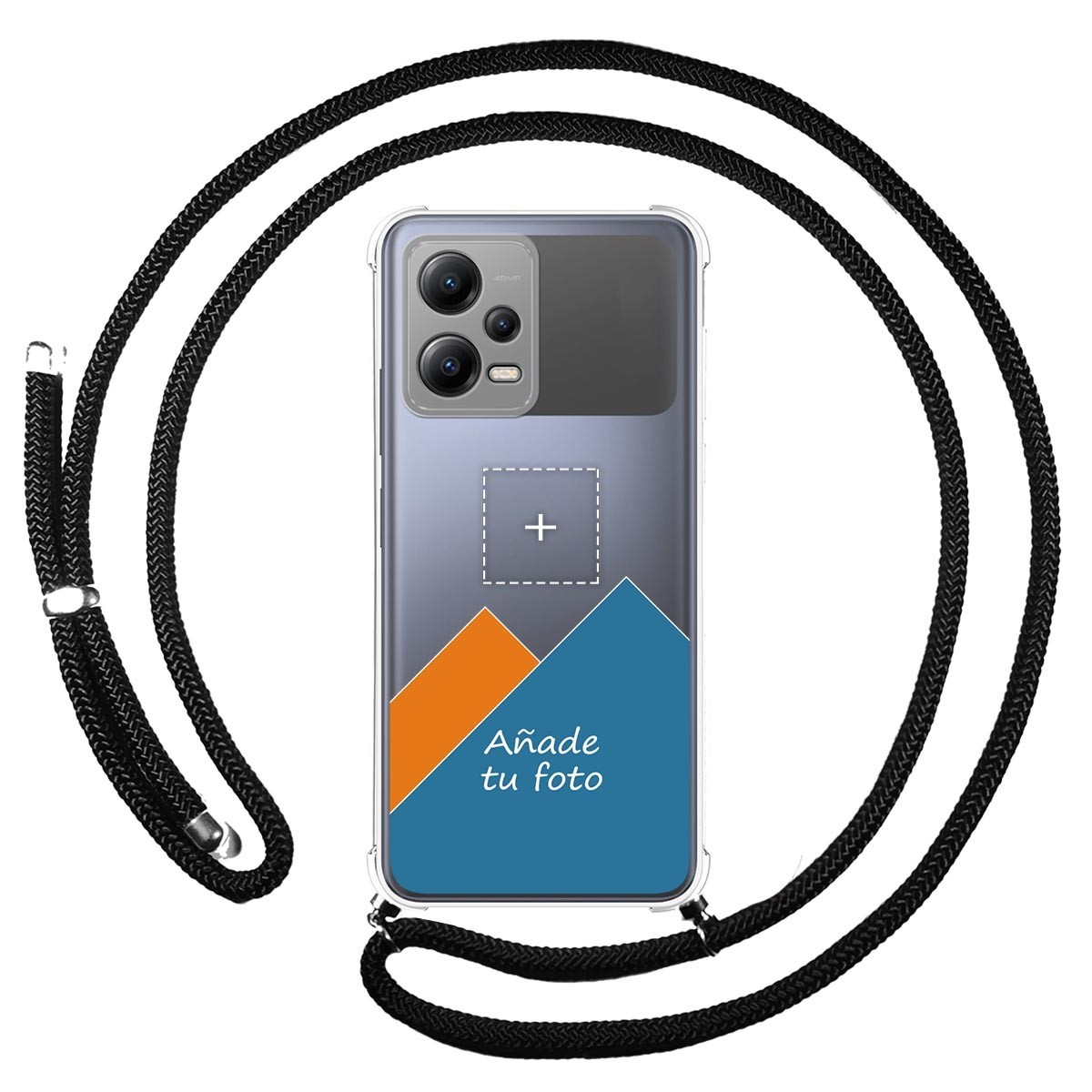 Personaliza tu Funda Colgante Transparente para Xiaomi POCO X5 5G con Cordon Negro Dibujo Personalizada