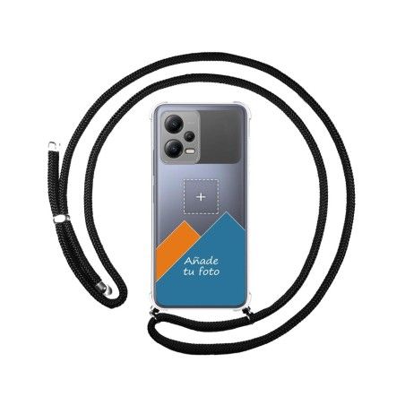 Personaliza tu Funda Colgante Transparente para Xiaomi POCO X5 5G con Cordon Negro Dibujo Personalizada