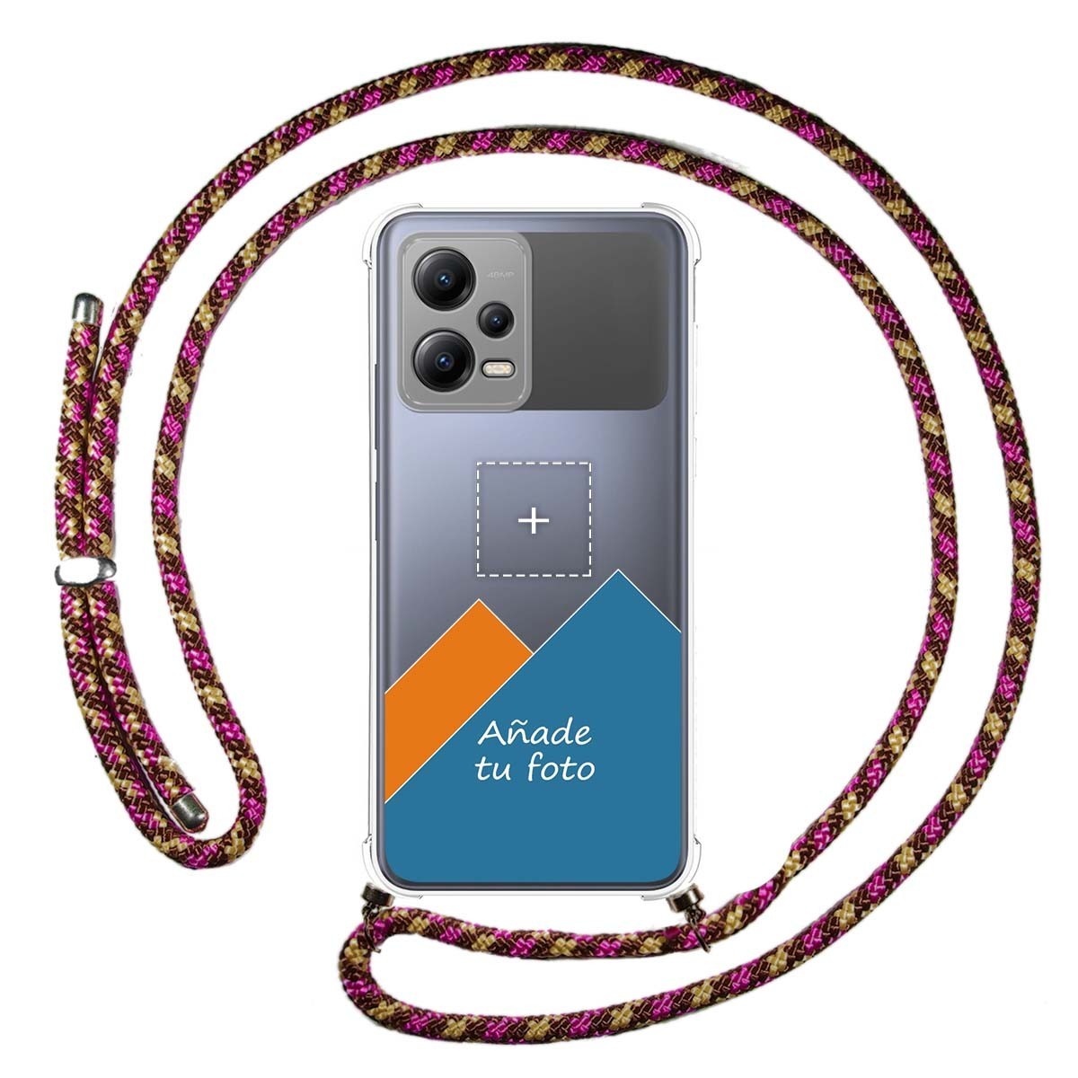 Personaliza tu Funda Colgante Transparente para Xiaomi POCO X5 5G con Cordon Rosa / Dorado Dibujo Personalizada