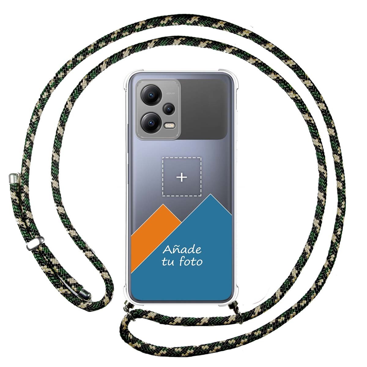 Personaliza tu Funda Colgante Transparente para Xiaomi POCO X5 5G con Cordon Verde / Dorado Dibujo Personalizada