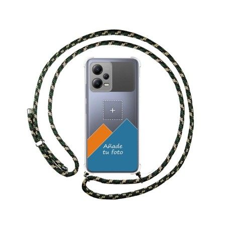 Personaliza tu Funda Colgante Transparente para Xiaomi POCO X5 5G con Cordon Verde / Dorado Dibujo Personalizada