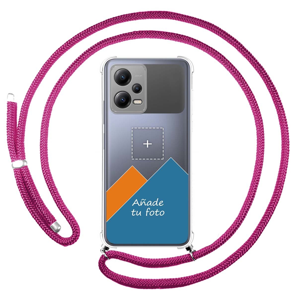 Personaliza tu Funda Colgante Transparente para Xiaomi POCO X5 5G con Cordon Rosa Fucsia Dibujo Personalizada