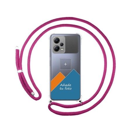 Personaliza tu Funda Colgante Transparente para Xiaomi POCO X5 5G con Cordon Rosa Fucsia Dibujo Personalizada