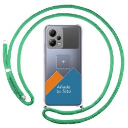 Personaliza tu Funda Colgante Transparente para Xiaomi POCO X5 5G con Cordon Verde Agua Dibujo Personalizada
