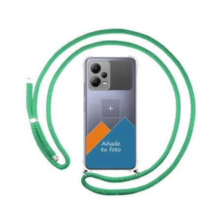 Personaliza tu Funda Colgante Transparente para Xiaomi POCO X5 5G con Cordon Verde Agua Dibujo Personalizada
