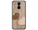 Funda Gel Tpu para Oukitel C8 Diseño Corazones Madera Dibujos