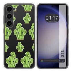 Funda Silicona Transparente para Samsung Galaxy S23 5G diseño Cactus Dibujos