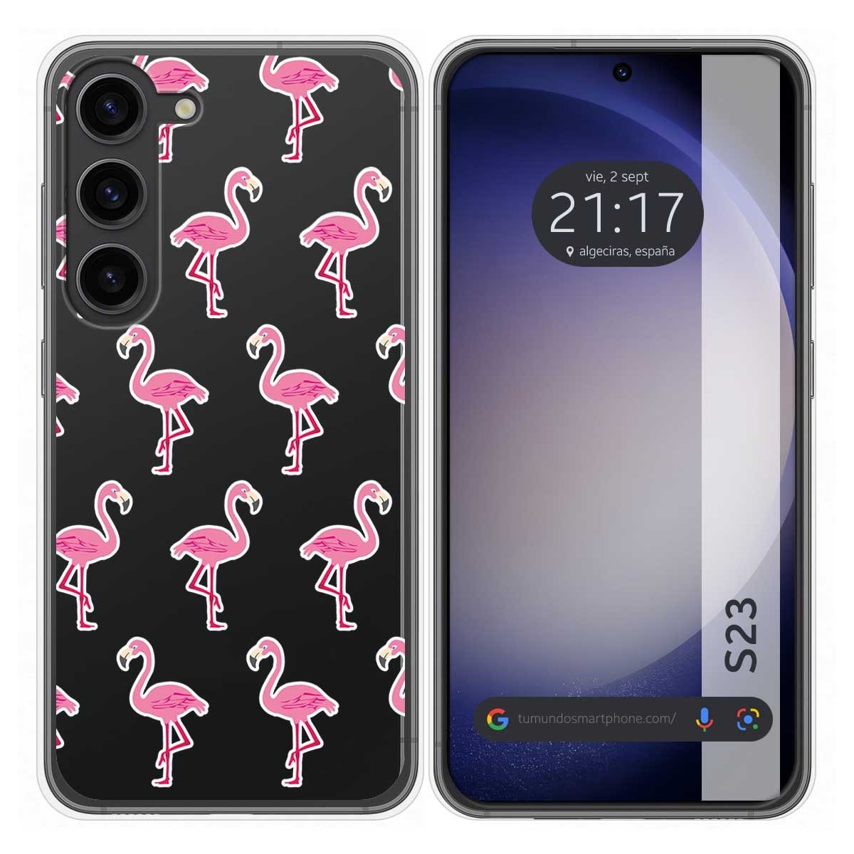 Funda Silicona Transparente para Samsung Galaxy S23 5G diseño Flamenco Dibujos