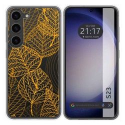 Funda Silicona Transparente para Samsung Galaxy S23 5G diseño Hojas Dibujos