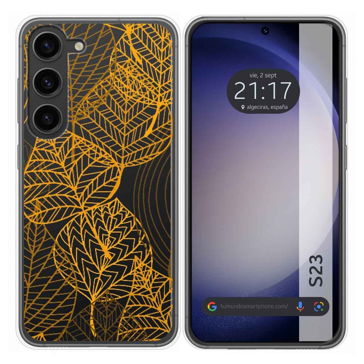 Funda Silicona Transparente para Samsung Galaxy S23 5G diseño Hojas Dibujos