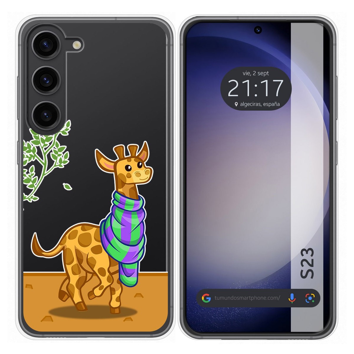 Funda Silicona Transparente para Samsung Galaxy S23 5G diseño Jirafa Dibujos