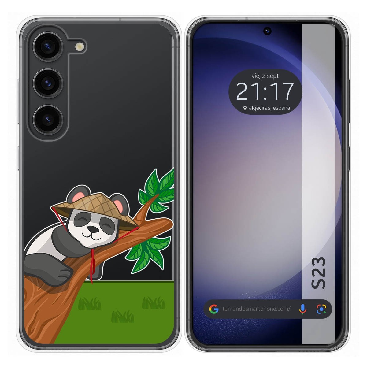 Funda Silicona Transparente para Samsung Galaxy S23 5G diseño Panda Dibujos